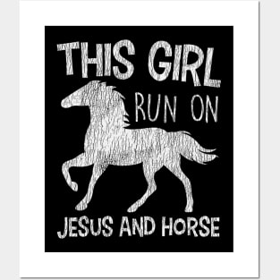 Vintage This Girl Run On Jesus And Horse Christian Posters and Art